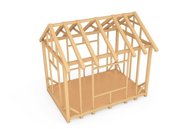 Wooden Home Construction on a white background