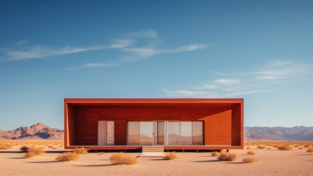 A wooden house in the desert