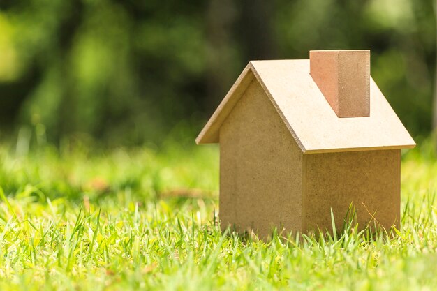 Wooden house on green grass