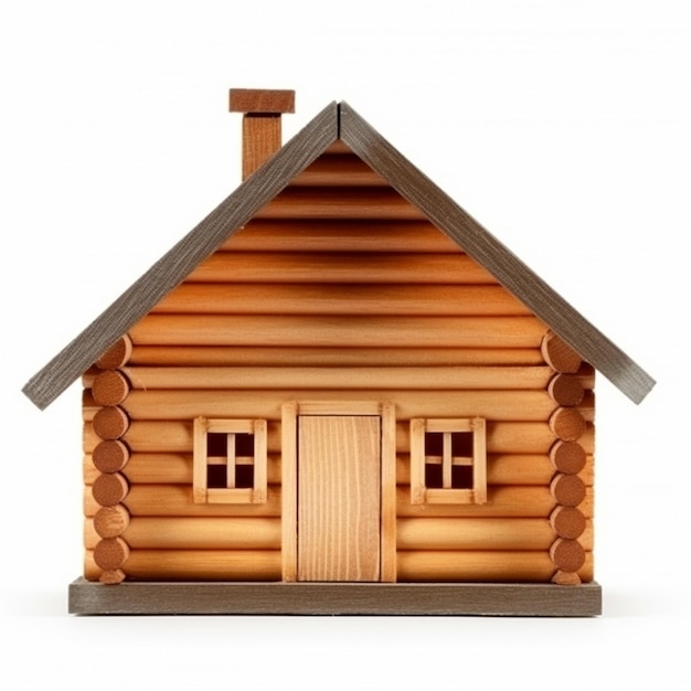 Casa in legno isolata su sfondo bianco modello 3d