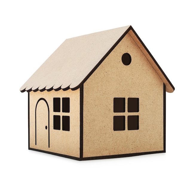 Wooden house on isolated white background