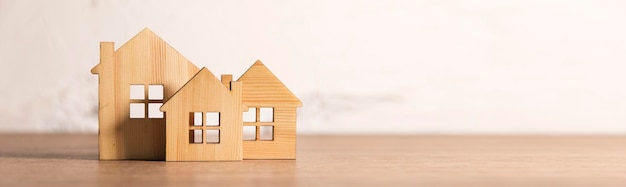 Wooden house models on tablex9