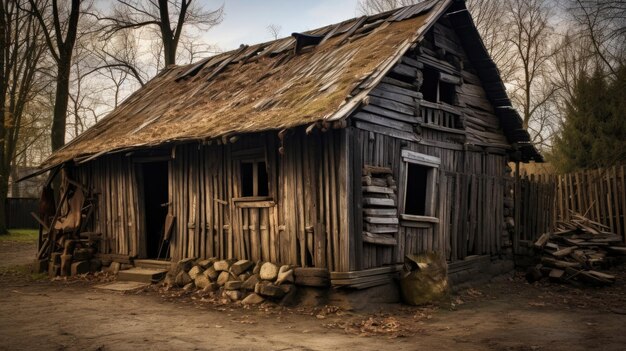 Wooden house of poor people