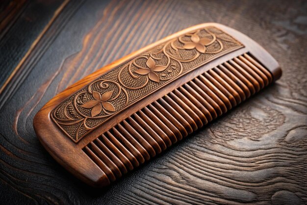 a wooden instrument with a flower design on it