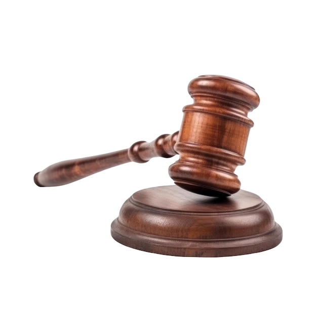 Wooden judge's gavel on a white background