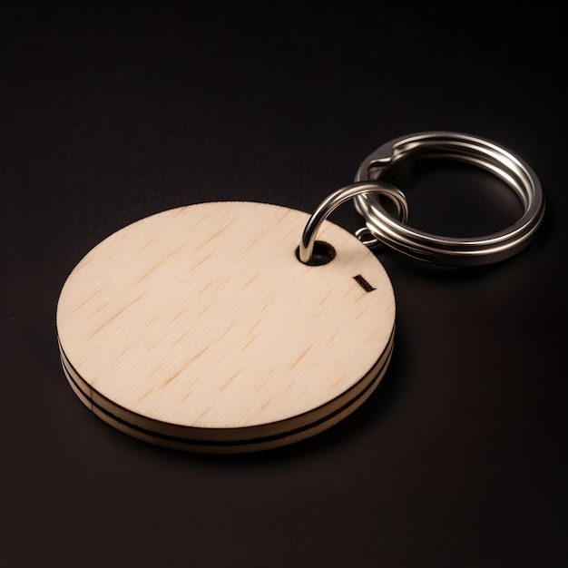 Photo a wooden key chain with a ring