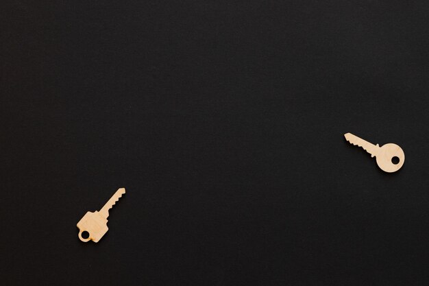 Photo wooden keys composition on black background