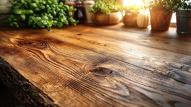 Foto tavolo vuoto di cucina in legno