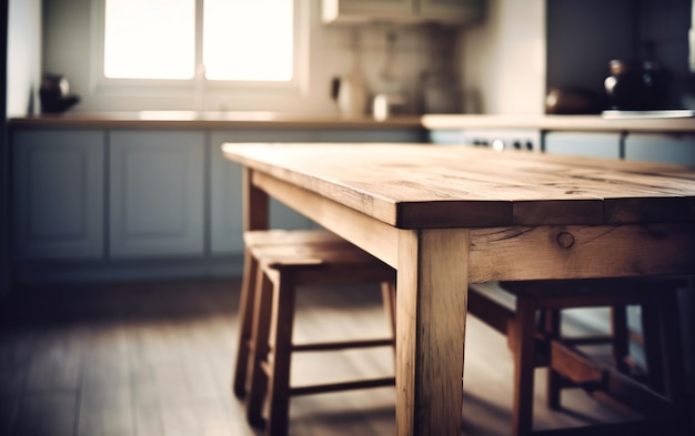 A wooden kitchen table on a white background