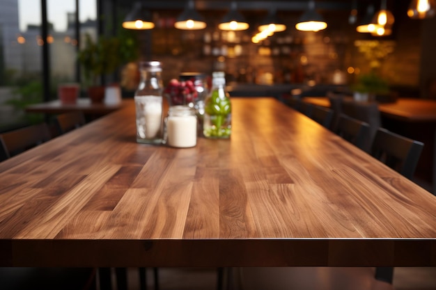 A wooden kitchen table