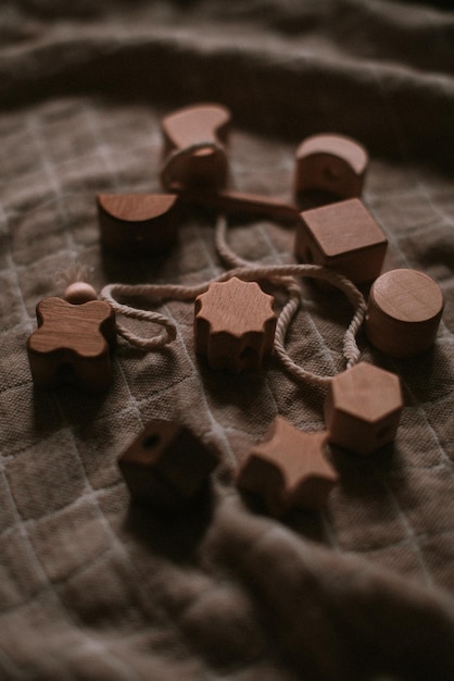 Wooden lacing toy for baby