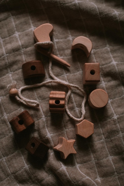 Photo wooden lacing toy for baby