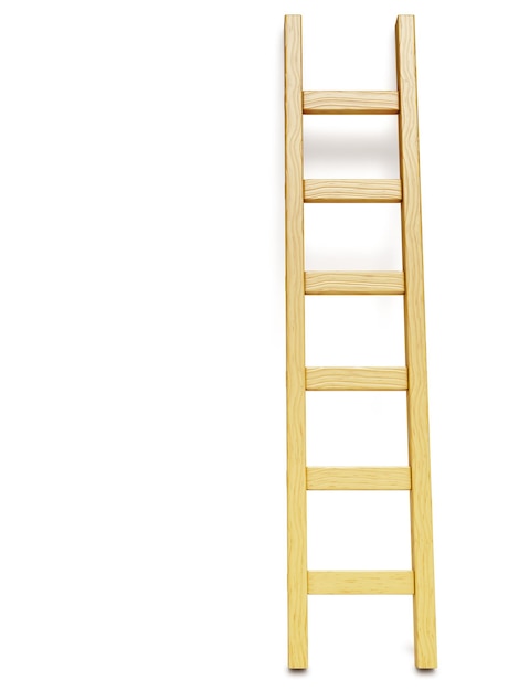 Wooden ladder near white wall