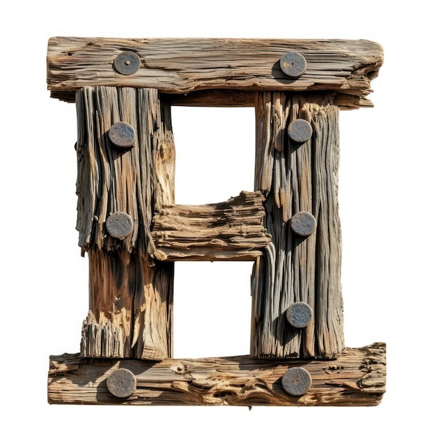 Photo a wooden letter with metal screws