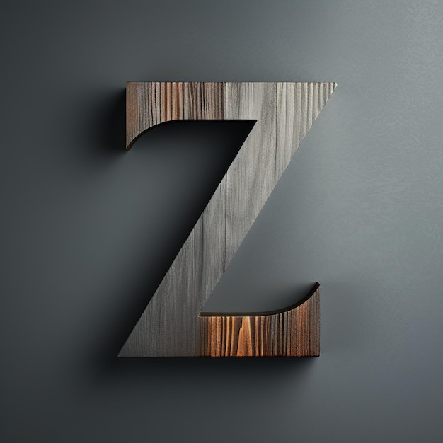 Wooden letter Z alphabet minimalism natural design Typography logo on a dark background