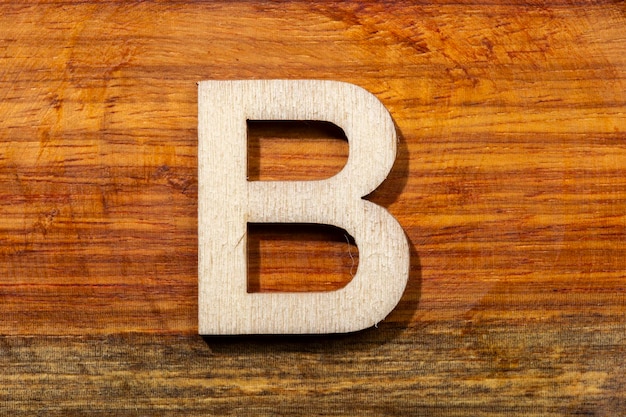 Wooden letters B on wooden background