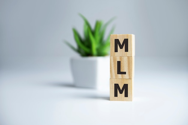 Wooden letters spelling MLM