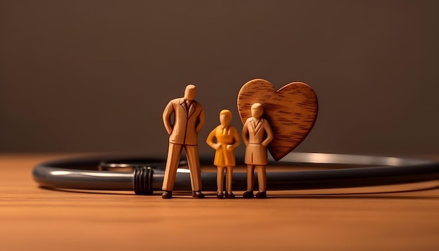 Photo wooden love connections family heart sculpture