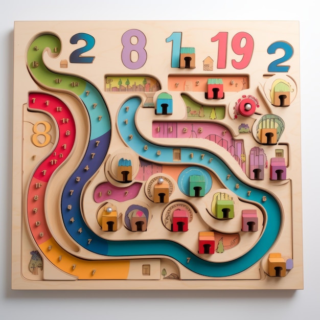 Photo wooden magnetic color and number maze enhancing cognitive skills with a vibrant twist