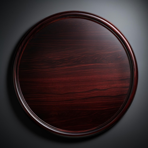 Wooden Mahogany Minimalistic Round Picture Frame Minimalistic Ring with Realistic Texture Square Digital Illustration Ai Generated Empty Circle on Black Background