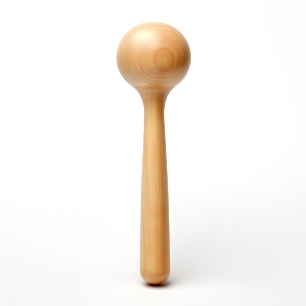 Foto giocattolo di legno di maraca di legno isolato su fondo bianco