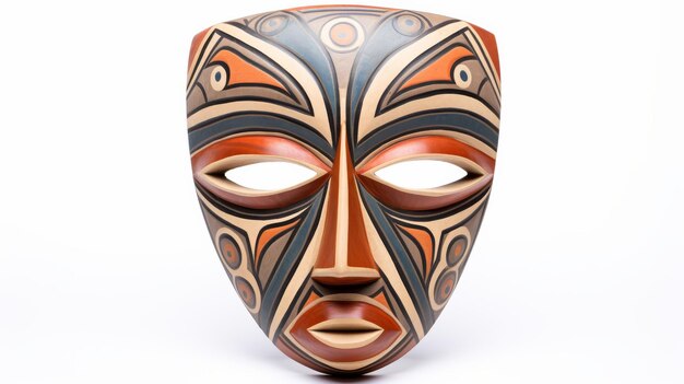 Wooden Mask on White Background