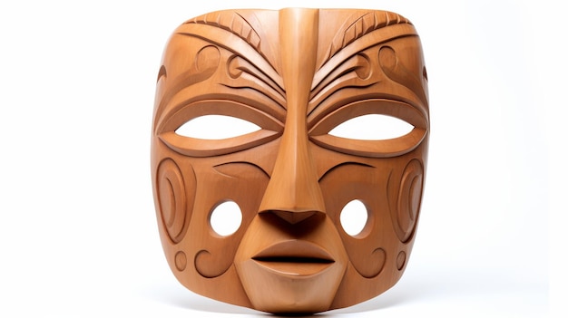 Фото Деревянная маска с вырезанным лицом