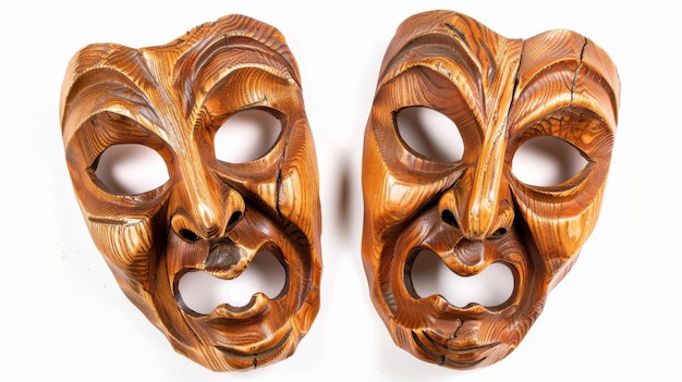 Photo wooden masks sitting together