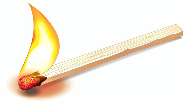 Photo a wooden match that has just been lit the match is burning with a bright yellow flame the matchstick is made of wood