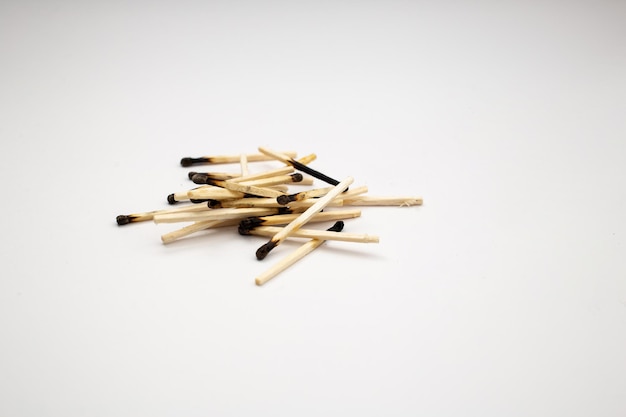 Wooden matches on a white background