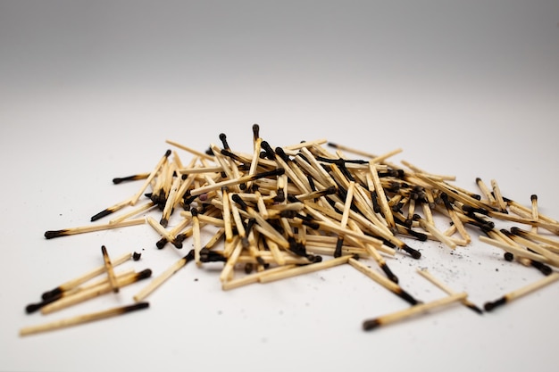 Wooden matches on a white background