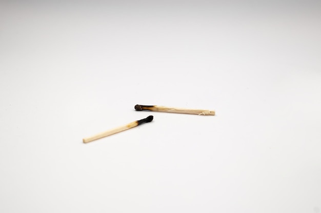 Wooden matches on a white background