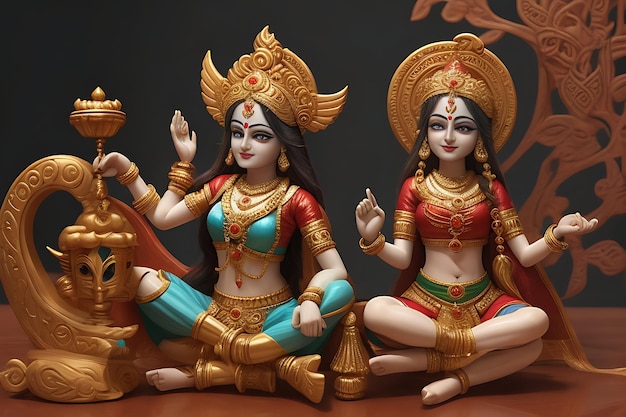 Wooden mdf leela set of krishna with gawal for janmashtam