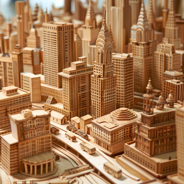 Wooden Metropolis A Detailed Crafted Cityscape