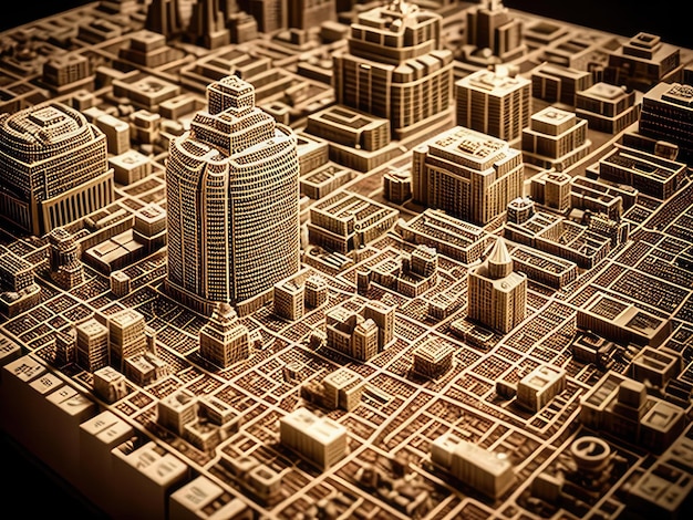 Wooden miniature of an amazing city