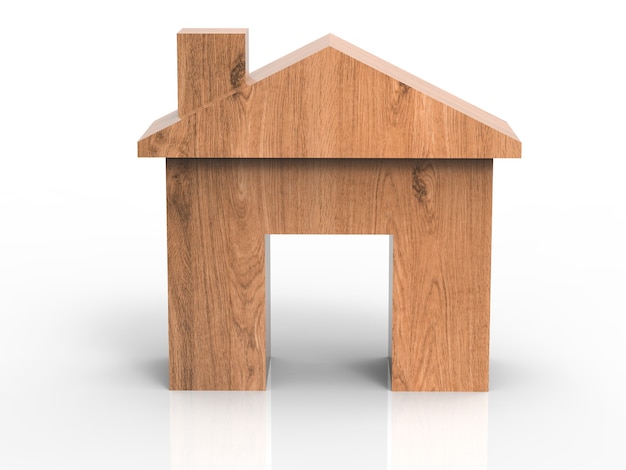 Wooden mock up house on white background