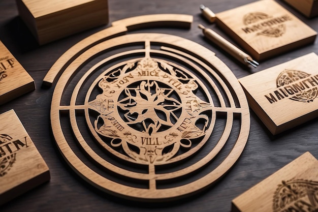 wooden mockup for logo representation