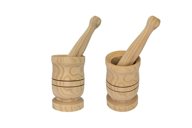 Wooden mortar with pestle