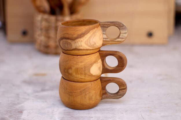 Photo wooden mug stuff