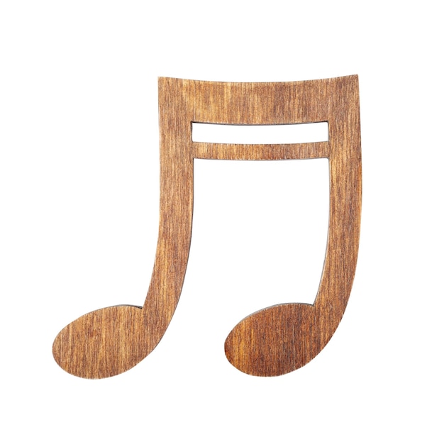 Wooden music note isolated on white