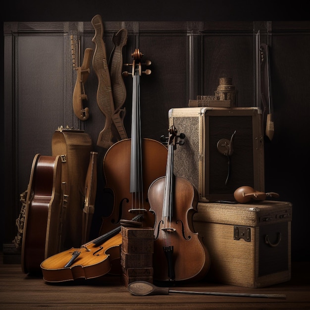 Wooden musical instruments showcase image