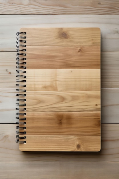 木製のテーブルの上の木製のノートブック