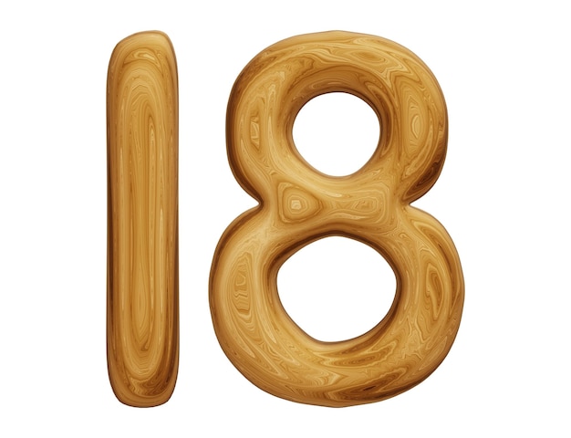 Wooden number 18 for math education and business concept