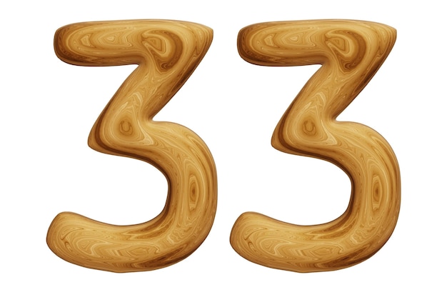 Wooden number 33 for math education and business concept