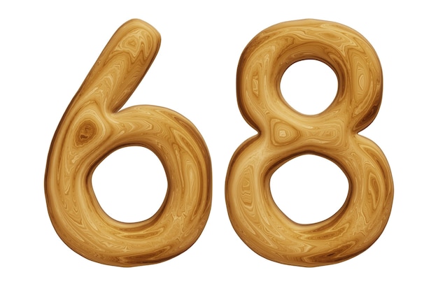 Wooden number 68 for math education and business concept