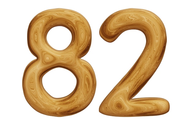 Wooden number 82 for math education and business concept