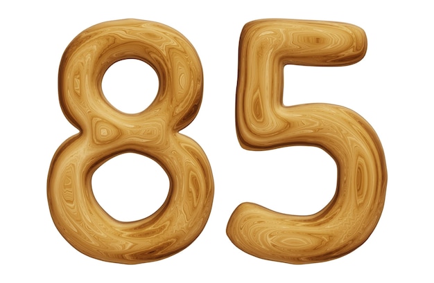 Wooden number 85 for math education and business concept