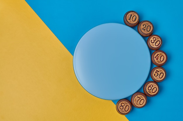 Wooden numbers on a paper background