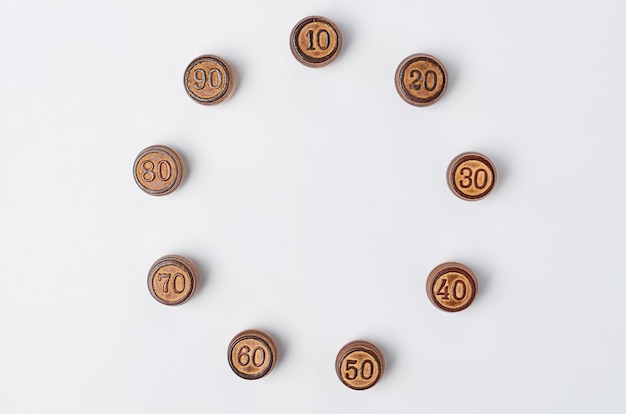 Wooden numbers on a white background for sale