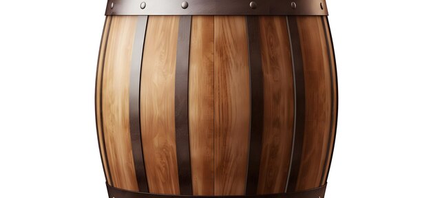 Wooden oak barrel isolated on transparent or white background